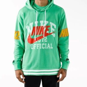 MENS NIKE NSW TREND FRENCH TERRY HOODIE Green with Red and Yellow Accents